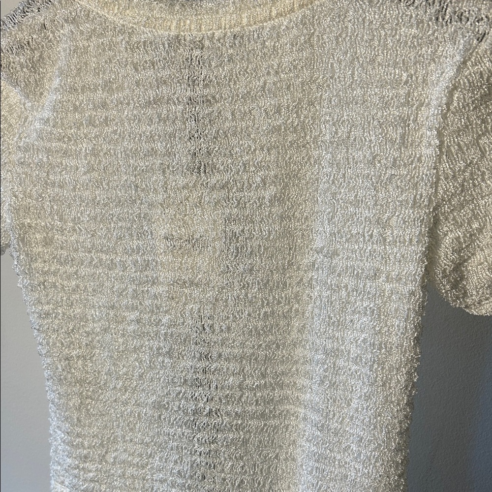Zara Cream Textured Short Sleeve Tee - Picture 8 of 10